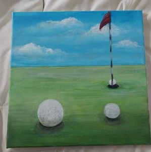 Golf theme acrylic painting.